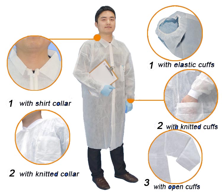 White disposable lab coats